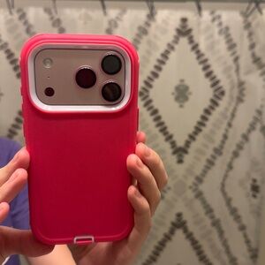 iPhone 17 Pro Protective Pink and White Multi-Layer Phone Case